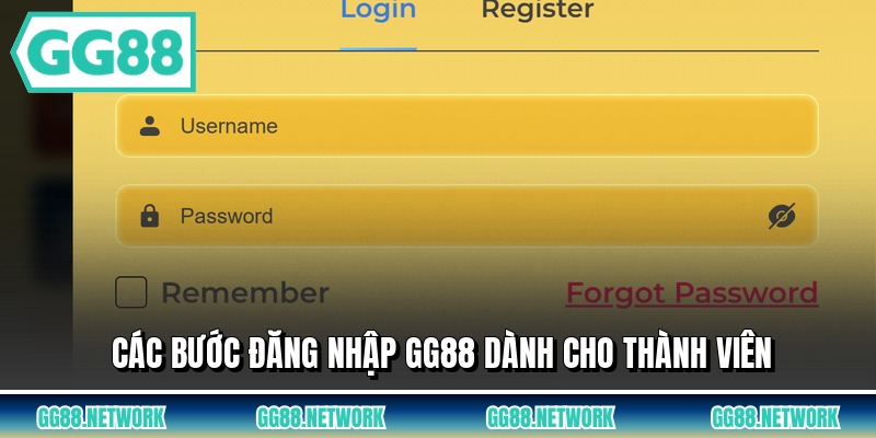 Các bước đăng nhập GG88 dành cho thành viên