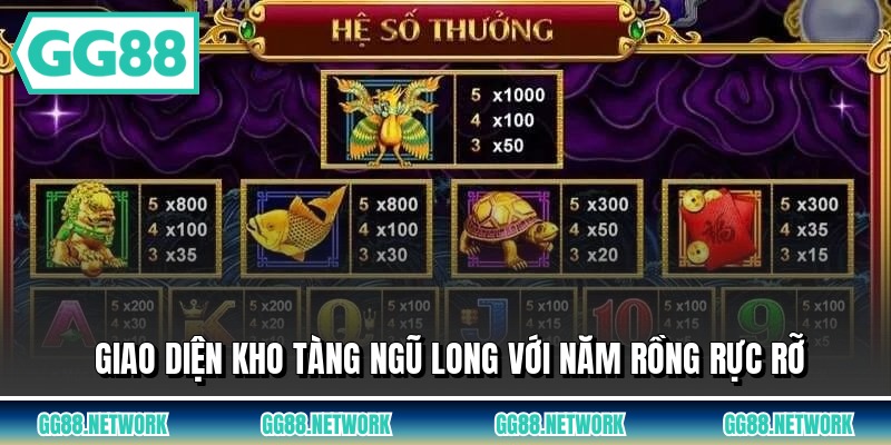 Giao diện kho tàng ngũ long với năm rồng rực rỡ